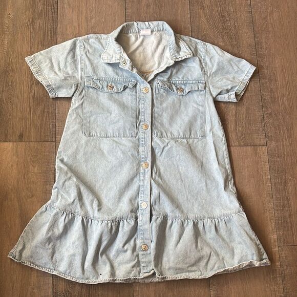 Zara Girls Denim Ruffle Dress - Picture 2 of 5